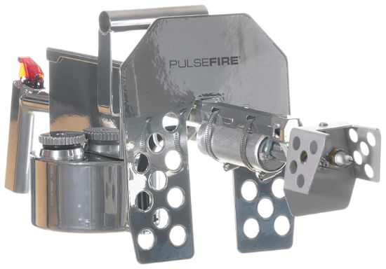 Picture of Exothermic Technologies Pflrtsilv Pulsefire Lrt Mirror Silver Aluminum/Brass/Viton 25 Ft Flame Range 25.70" Long Fuel Gasoline/Gasoline, Diesel Mix Includes Battery/Battery Charger 
