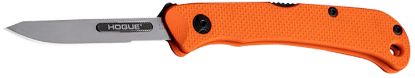 Picture of Hogue 35834 Expel 2.50" Folding Scalpel Plain Satin High Carbon Steel Blade, Blaze Orange Textured G10 Scales/Ss Handle 