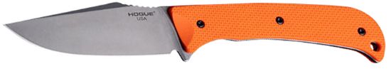 Picture of Hogue 35860 Extrak 3.30" Fixed Clip Point Plain Stone Tumbled Cpm M4 Tool Steel Blade, Blaze Orange Textured G10 Scales Handle 