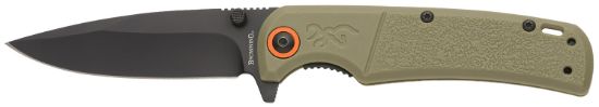 Picture of Browning 3220513 Buckmark Slim Edc 3.13" Folding Drop Point Plain Black Oxide D2 Steel Blade, Sage Textured Polymer Handle 