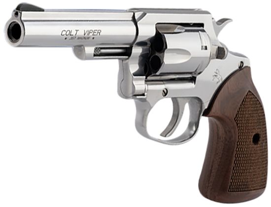 Picture of Colt Mfg Vipersp4wrr Viper 357 Mag/38 Special 6Rd 4.25" 1/2 Lug Stainless Steel Barrel, Stainless Steel Cylinder & Frame, American Walnut Grip, Exposed Hammer 