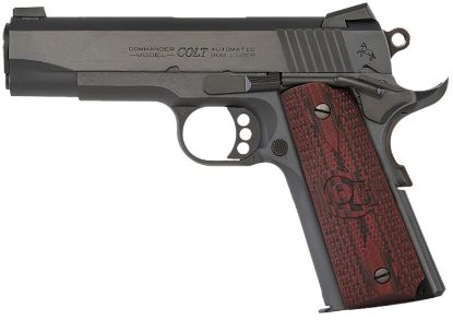 Picture of Colt Mfg O4943xe Commander Combat 38 Super 9+1 4.25" Stainless Steel Barrel, Blued Serrated Carbon Steel Slide, Blued Steel Frame, Black Cherry G10 Grip 